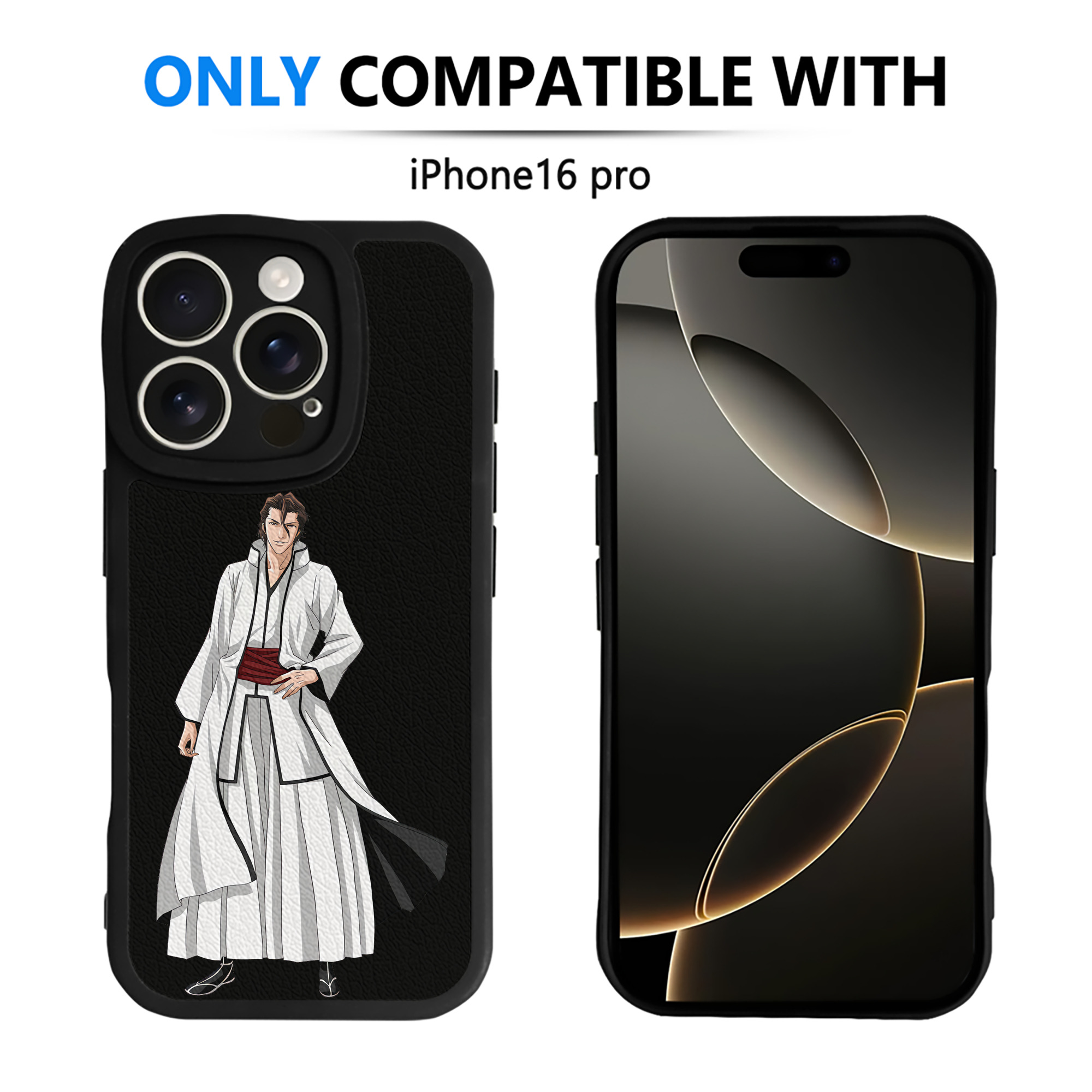 （画像用） ブリーチ 藍染 惣右介（あいぜん そうすけ） BLEACH Aizen Sousuke 【iPhone 16シリーズ対応】シリコンスマホケース（レザー調） 材質：シリコン